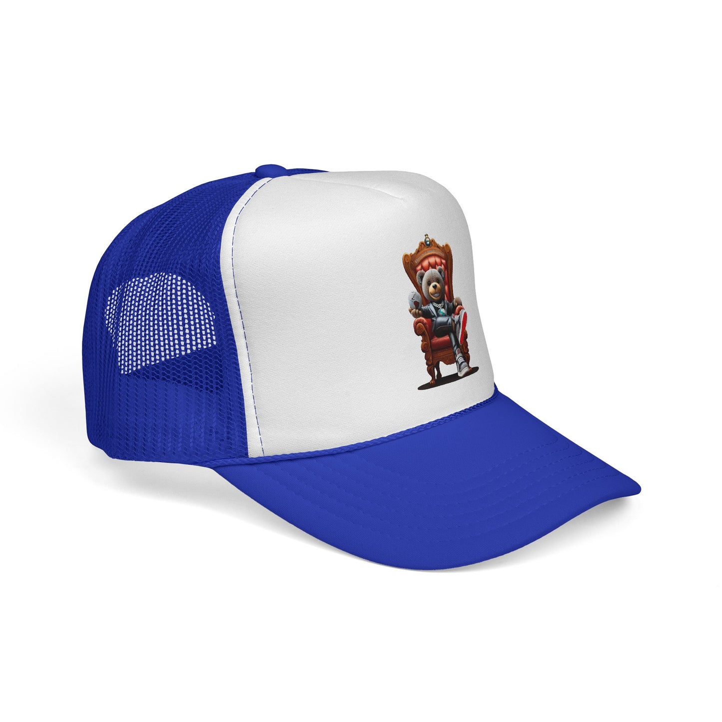 Trucker Cap — Teddy Bear King Sitting on Throne Graphic Hat