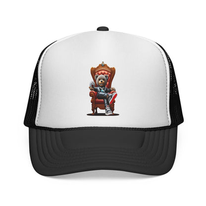 Trucker Cap — Teddy Bear King Sitting on Throne Graphic Hat