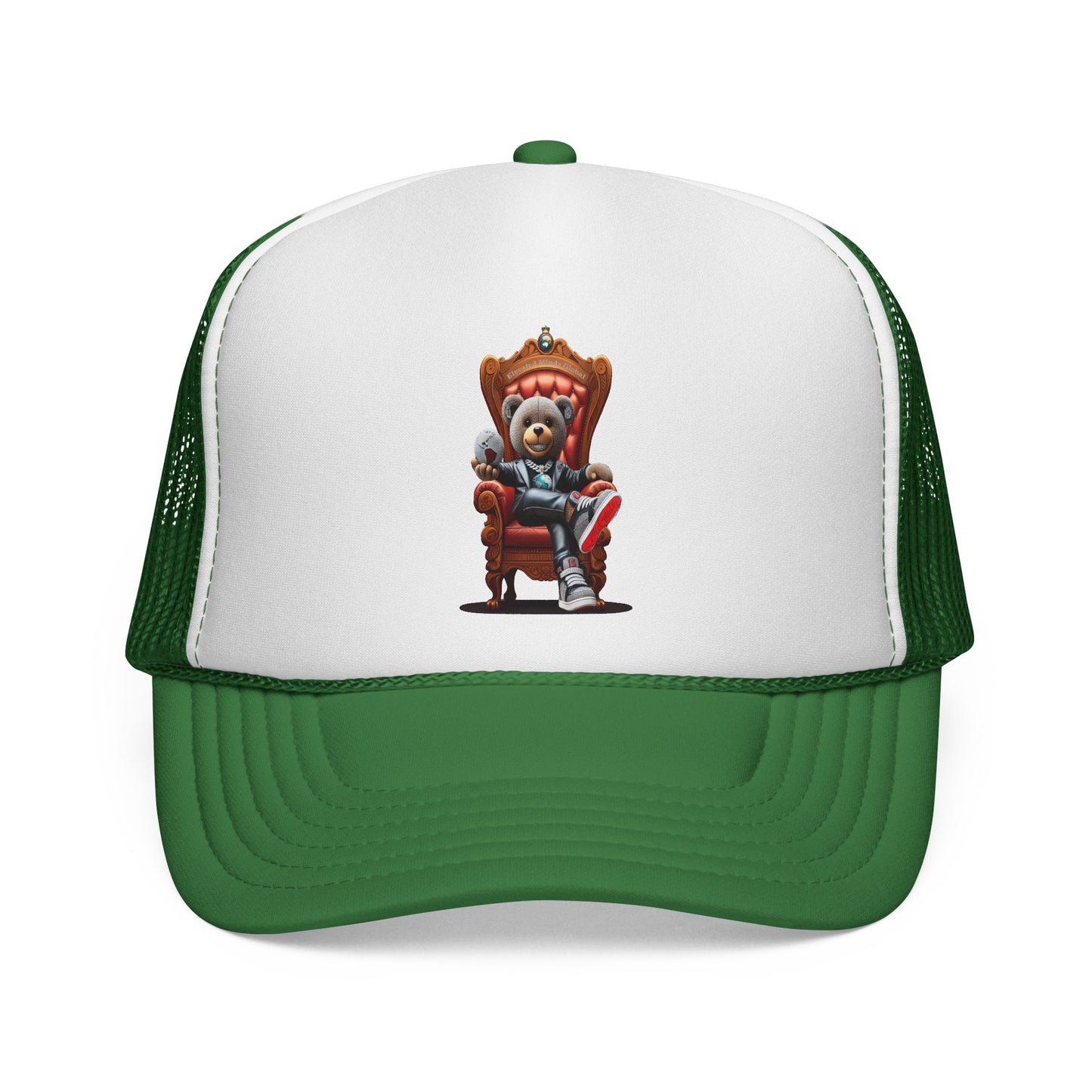 Trucker Cap — Teddy Bear King Sitting on Throne Graphic Hat