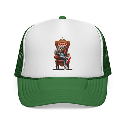 Trucker Cap — Teddy Bear King Sitting on Throne Graphic Hat