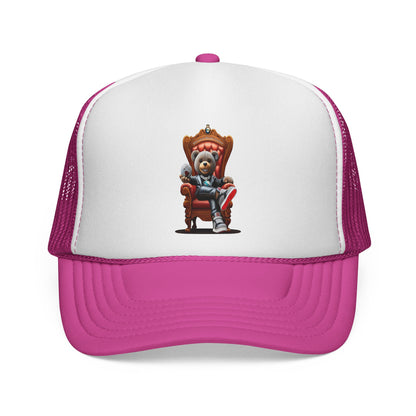 Trucker Cap — Teddy Bear King Sitting on Throne Graphic Hat