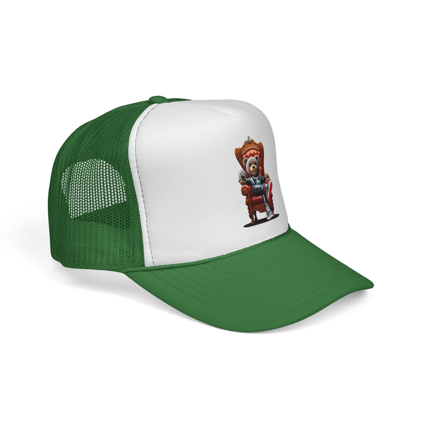 Trucker Cap — Teddy Bear King Sitting on Throne Graphic Hat