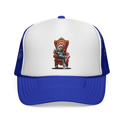 Trucker Cap — Teddy Bear King Sitting on Throne Graphic Hat