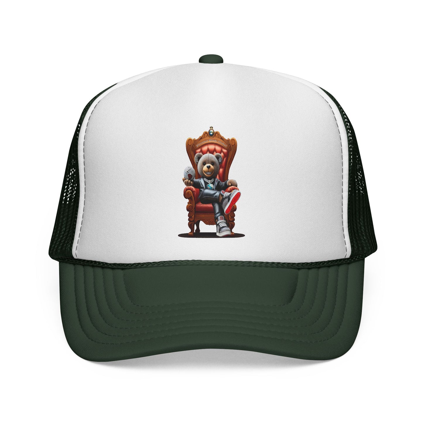 Trucker Cap — Teddy Bear King Sitting on Throne Graphic Hat