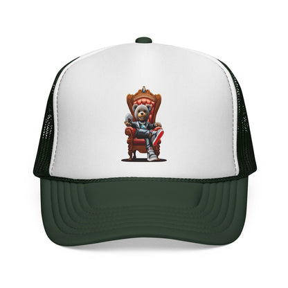 Trucker Cap — Teddy Bear King Sitting on Throne Graphic Hat