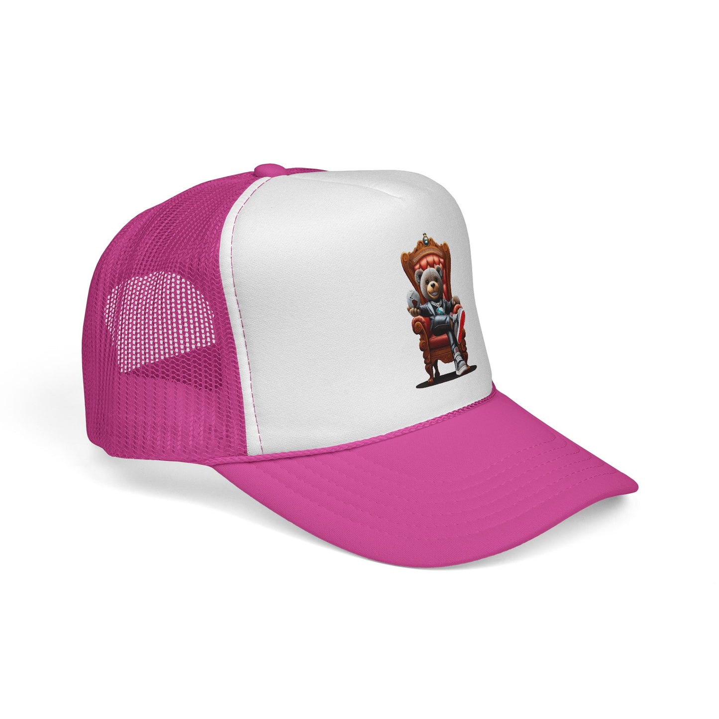 Trucker Cap — Teddy Bear King Sitting on Throne Graphic Hat