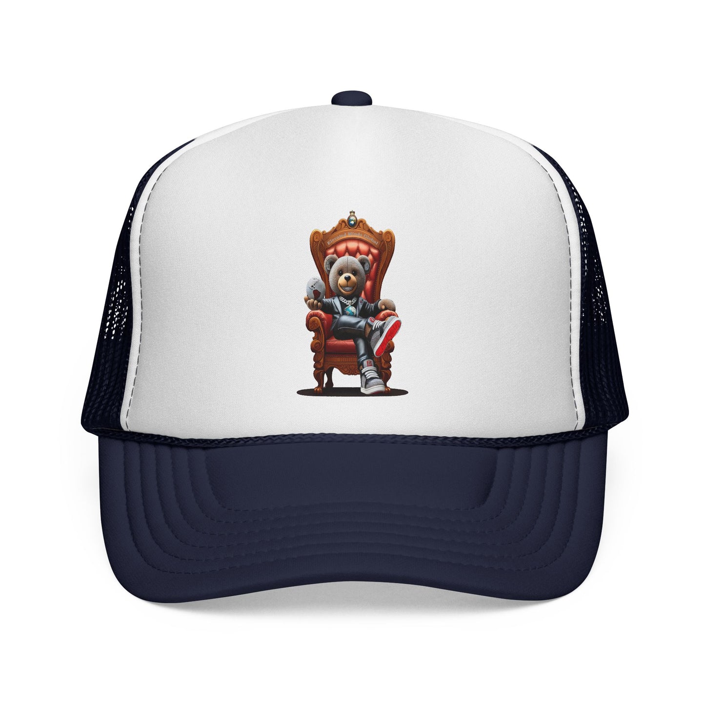 Trucker Cap — Teddy Bear King Sitting on Throne Graphic Hat