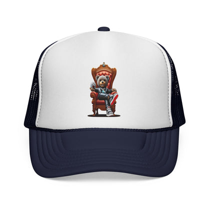 Trucker Cap — Teddy Bear King Sitting on Throne Graphic Hat